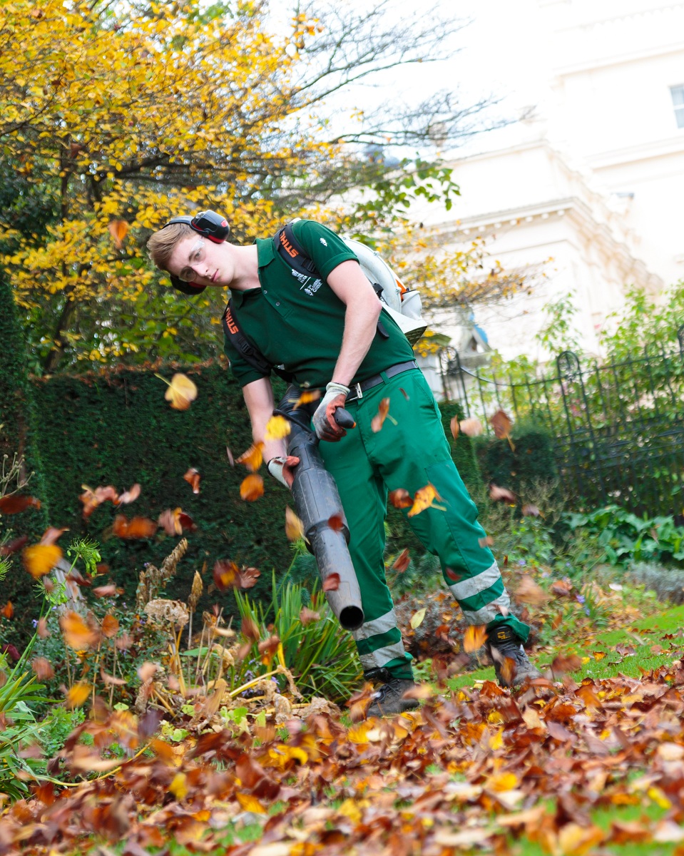 The Landscape Group is the leading landscape construction and maintenance contractor in the UK. Here, apprentice Charlie Hort works in Regents Park. Image is property of TLG and Strobix Photography.